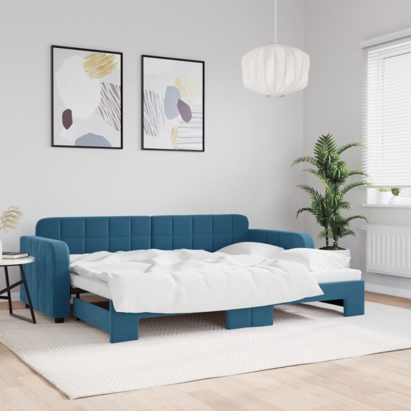 vidaXL Tagesbett Ausziehbar Blau 80x200 cm Samt vidaXL Tagesbett Ausziehbar Blau 80x200 cm Samt
