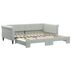 vidaXL Tagesbett Ausziehbar Hellgrau 100x200 cm Samt