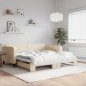vidaXL Tagesbett Ausziehbar Creme 100x200 cm Stoff vidaXL Tagesbett Ausziehbar Creme 100x200 cm Stoff