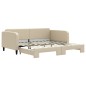 vidaXL Tagesbett Ausziehbar Creme 100x200 cm Stoff vidaXL Tagesbett Ausziehbar Creme 100x200 cm Stoff