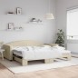 vidaXL Tagesbett Ausziehbar mit Matratzen Creme 100x200 cm Stoff vidaXL Tagesbett Ausziehbar mit Matratzen Creme 100x200 cm Stoff