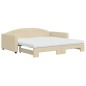 vidaXL Tagesbett Ausziehbar mit Matratzen Creme 100x200 cm Stoff vidaXL Tagesbett Ausziehbar mit Matratzen Creme 100x200 cm Stoff