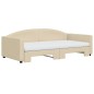 vidaXL Tagesbett Ausziehbar mit Matratzen Creme 100x200 cm Stoff vidaXL Tagesbett Ausziehbar mit Matratzen Creme 100x200 cm Stoff