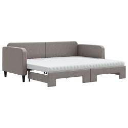 vidaXL Tagesbett Ausziehbar mit Matratzen Taupe 90x200 cm Stoff
