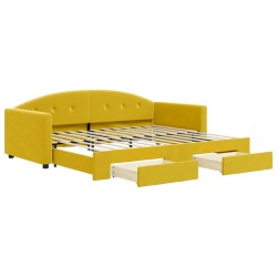 vidaXL Tagesbett Ausziehbar mit Schubladen Gelb 90x200 cm Samt