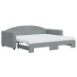 vidaXL Tagesbett Ausziehbar mit Matratze Hellgrau 90x190 cm Stoff vidaXL Tagesbett Ausziehbar mit Matratze Hellgrau 90x190 cm Stoff