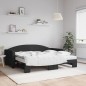 vidaXL Tagesbett Ausziehbar mit Matratzen Schwarz 90x190 cm Stoff vidaXL Tagesbett Ausziehbar mit Matratzen Schwarz 90x190 cm Stoff