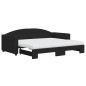 vidaXL Tagesbett Ausziehbar mit Matratzen Schwarz 90x190 cm Stoff vidaXL Tagesbett Ausziehbar mit Matratzen Schwarz 90x190 cm Stoff