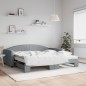 vidaXL Tagesbett Ausziehbar mit Matratze Hellgrau 100x200 cm Stoff vidaXL Tagesbett Ausziehbar mit Matratze Hellgrau 100x200 cm Stoff