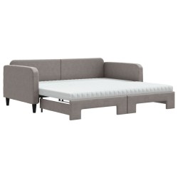 vidaXL Tagesbett Ausziehbar mit Matratzen Taupe 100x200 cm Stoff