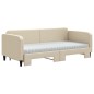 vidaXL Tagesbett Ausziehbar mit Matratzen Creme 90x200 cm Stoff vidaXL Tagesbett Ausziehbar mit Matratzen Creme 90x200 cm Stoff