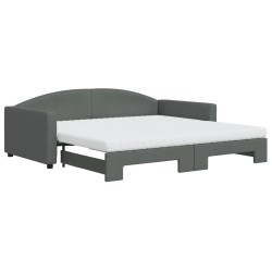 vidaXL Tagesbett Ausziehbar mit Matratzen Dunkelgrau 100x200 cm Stoff