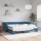 vidaXL Tagesbett Ausziehbar mit Matratzen Blau 90x200 cm Samt vidaXL Tagesbett Ausziehbar mit Matratzen Blau 90x200 cm Samt