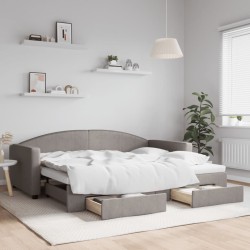 vidaXL Tagesbett Ausziehbar mit Schubladen Taupe 90x200 cm Stoff