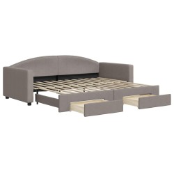 vidaXL Tagesbett Ausziehbar mit Schubladen Taupe 90x200 cm Stoff
