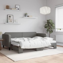 vidaXL Tagesbett Ausziehbar mit Matratzen Dunkelgrau 80x200 cm Stoff
