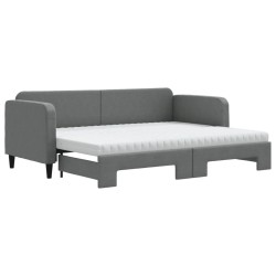 vidaXL Tagesbett Ausziehbar mit Matratzen Dunkelgrau 80x200 cm Stoff