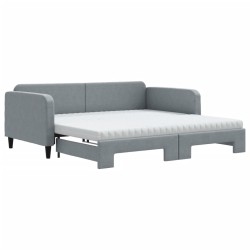 vidaXL Tagesbett Ausziehbar mit Matratze Hellgrau 100x200 cm Stoff