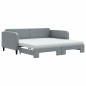 vidaXL Tagesbett Ausziehbar mit Matratze Hellgrau 100x200 cm Stoff vidaXL Tagesbett Ausziehbar mit Matratze Hellgrau 100x200 cm Stoff