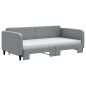 vidaXL Tagesbett Ausziehbar mit Matratze Hellgrau 100x200 cm Stoff vidaXL Tagesbett Ausziehbar mit Matratze Hellgrau 100x200 cm Stoff