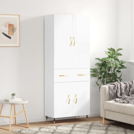 vidaXL Highboard Hochglanz-Weiß 69,5x34x180 cm Holzwerkstoff