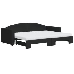 vidaXL Tagesbett Ausziehbar mit Matratzen Schwarz 80x200 cm Stoff