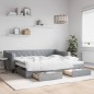 vidaXL Tagesbett Ausziehbar mit Schubladen Hellgrau 90x200 cm Stoff vidaXL Tagesbett Ausziehbar mit Schubladen Hellgrau 90x200 cm Stoff