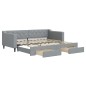 vidaXL Tagesbett Ausziehbar mit Schubladen Hellgrau 90x200 cm Stoff vidaXL Tagesbett Ausziehbar mit Schubladen Hellgrau 90x200 cm Stoff
