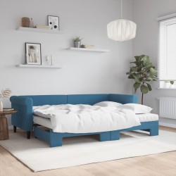 vidaXL Tagesbett Ausziehbar mit Matratzen Blau 80x200 cm Samt