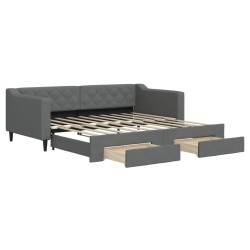 vidaXL Tagesbett Ausziehbar mit Schubladen Dunkelgrau 90x190 cm Stoff