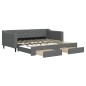 vidaXL Tagesbett Ausziehbar mit Schubladen Dunkelgrau 90x190 cm Stoff vidaXL Tagesbett Ausziehbar mit Schubladen Dunkelgrau 90x190 cm Stoff