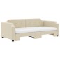 vidaXL Tagesbett Ausziehbar mit Matratzen Creme 80x200 cm Stoff vidaXL Tagesbett Ausziehbar mit Matratzen Creme 80x200 cm Stoff