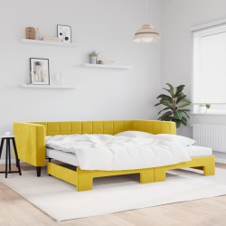 vidaXL Tagesbett Ausziehbar mit Matratzen Gelb 100x200 cm Samt