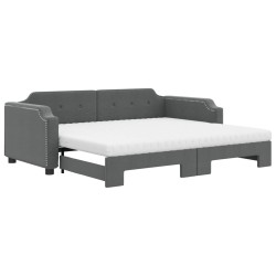 vidaXL Tagesbett Ausziehbar mit Matratzen Dunkelgrau 100x200 cm Stoff
