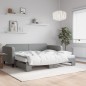vidaXL Tagesbett Ausziehbar mit Matratze Hellgrau 90x200 cm Stoff vidaXL Tagesbett Ausziehbar mit Matratze Hellgrau 90x200 cm Stoff