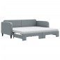 vidaXL Tagesbett Ausziehbar mit Matratze Hellgrau 90x200 cm Stoff vidaXL Tagesbett Ausziehbar mit Matratze Hellgrau 90x200 cm Stoff
