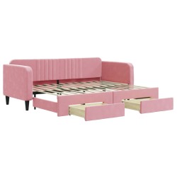 vidaXL Tagesbett Ausziehbar mit Schubladen Rosa 80x200 cm Samt