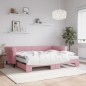 vidaXL Tagesbett Ausziehbar mit Matratzen Rosa 90x200 cm Samt vidaXL Tagesbett Ausziehbar mit Matratzen Rosa 90x200 cm Samt