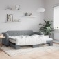 vidaXL Tagesbett Ausziehbar mit Matratze Hellgrau 90x190 cm Stoff vidaXL Tagesbett Ausziehbar mit Matratze Hellgrau 90x190 cm Stoff