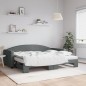vidaXL Tagesbett Ausziehbar mit Matratzen Dunkelgrau 90x200 cm Stoff vidaXL Tagesbett Ausziehbar mit Matratzen Dunkelgrau 90x200 cm Stoff