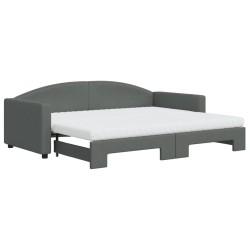vidaXL Tagesbett Ausziehbar mit Matratzen Dunkelgrau 90x200 cm Stoff