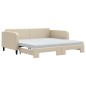 vidaXL Tagesbett Ausziehbar mit Matratzen Creme 100x200 cm Stoff vidaXL Tagesbett Ausziehbar mit Matratzen Creme 100x200 cm Stoff