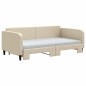 vidaXL Tagesbett Ausziehbar mit Matratzen Creme 100x200 cm Stoff vidaXL Tagesbett Ausziehbar mit Matratzen Creme 100x200 cm Stoff