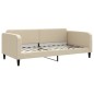 vidaXL Tagesbett Ausziehbar mit Matratzen Creme 100x200 cm Stoff vidaXL Tagesbett Ausziehbar mit Matratzen Creme 100x200 cm Stoff