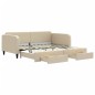 vidaXL Tagesbett Ausziehbar mit Schubladen Creme 100x200 cm Stoff vidaXL Tagesbett Ausziehbar mit Schubladen Creme 100x200 cm Stoff