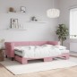 vidaXL Tagesbett Ausziehbar mit Matratzen Rosa 80x200 cm Samt vidaXL Tagesbett Ausziehbar mit Matratzen Rosa 80x200 cm Samt