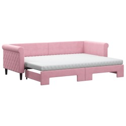 vidaXL Tagesbett Ausziehbar mit Matratzen Rosa 80x200 cm Samt