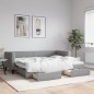 vidaXL Tagesbett Ausziehbar mit Schubladen Hellgrau 80x200 cm Stoff vidaXL Tagesbett Ausziehbar mit Schubladen Hellgrau 80x200 cm Stoff