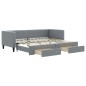 vidaXL Tagesbett Ausziehbar mit Schubladen Hellgrau 80x200 cm Stoff vidaXL Tagesbett Ausziehbar mit Schubladen Hellgrau 80x200 cm Stoff