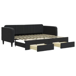 vidaXL Tagesbett Ausziehbar mit Schubladen Schwarz 90x200 cm Samt